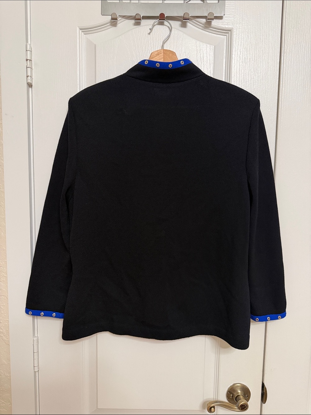 St. John Black Jacket with Royal Blue Trim - Picture 5 of 9